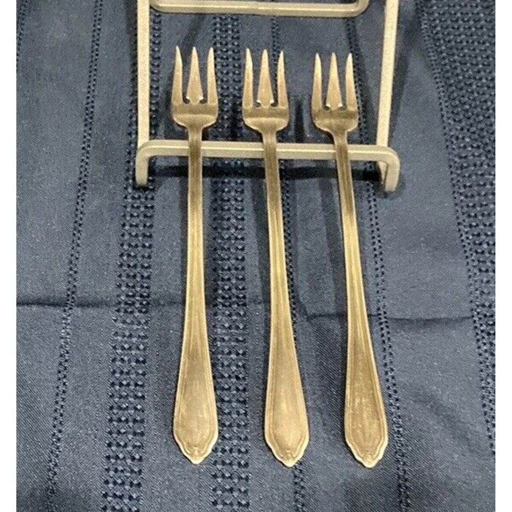 Vtg 30s Hadley Oneida Hotel Plate Cocktail/Seafood Fork Silverplate 6